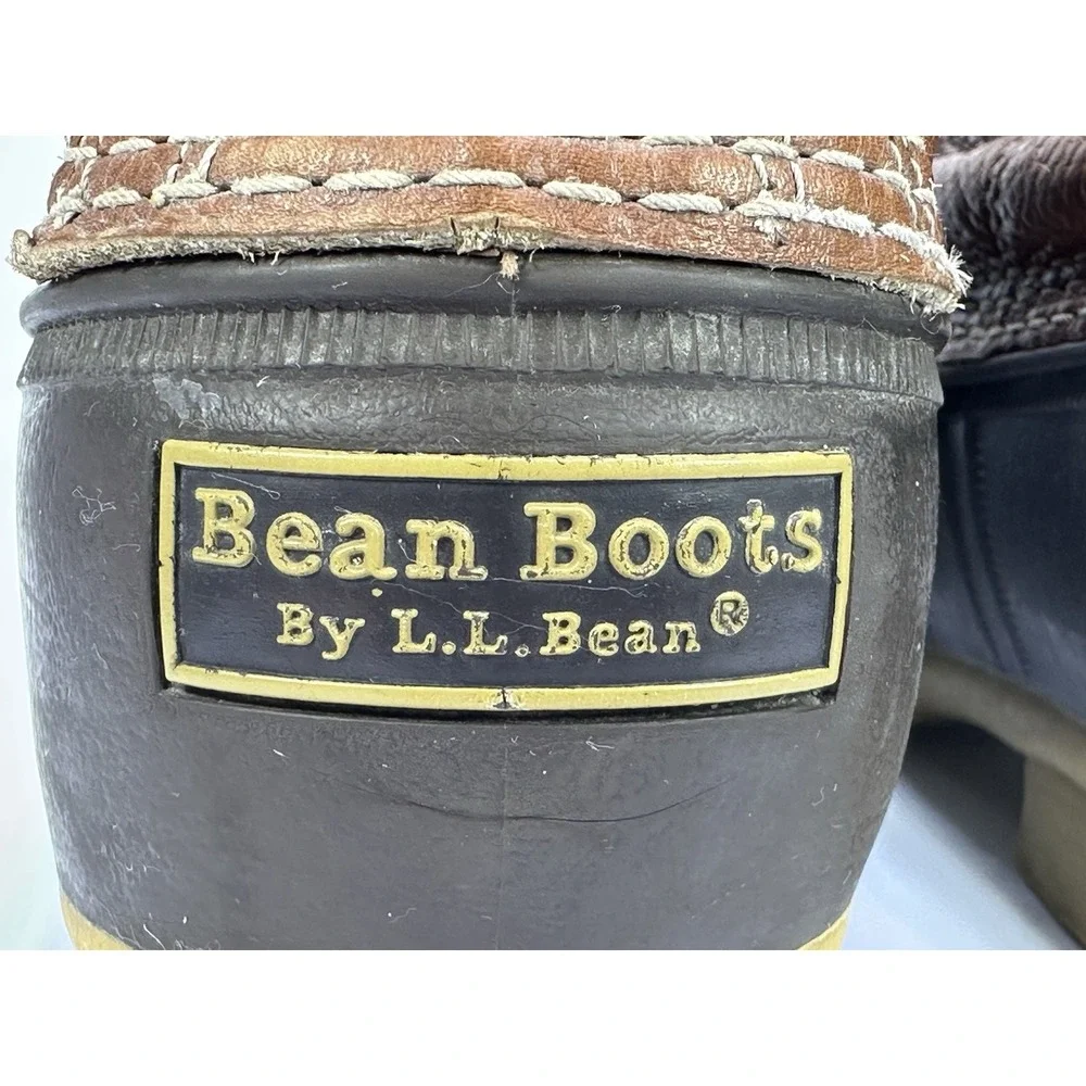 LL Bean Men 12 M Chelsea Bean Boots Tumbled Leather Duck Boots USA Brown